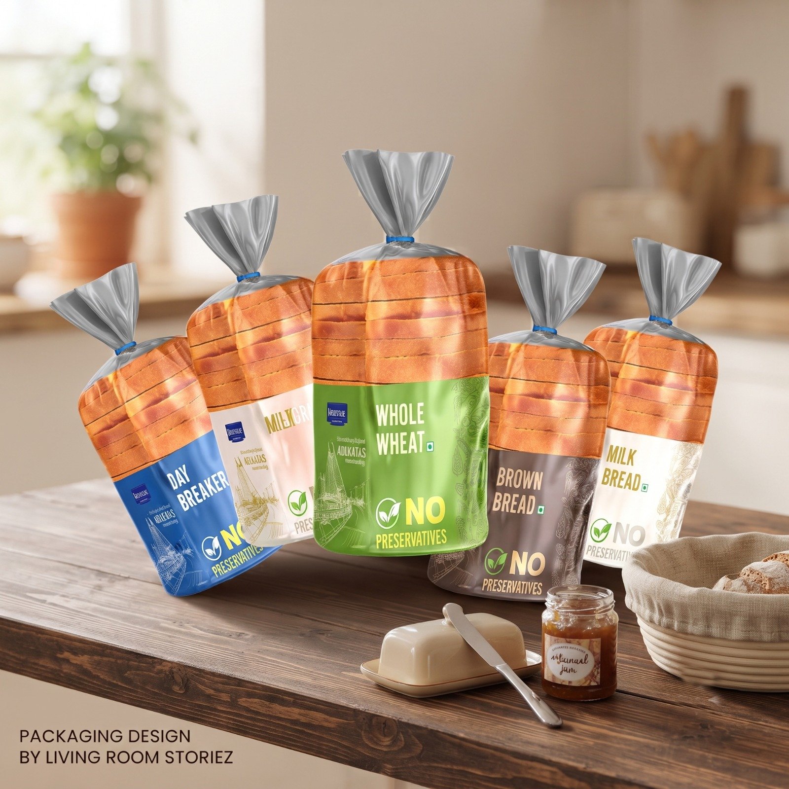 Premium French Loaf Bread Packaging Design | Modern Bread Brand Identity by Living Room Storiez